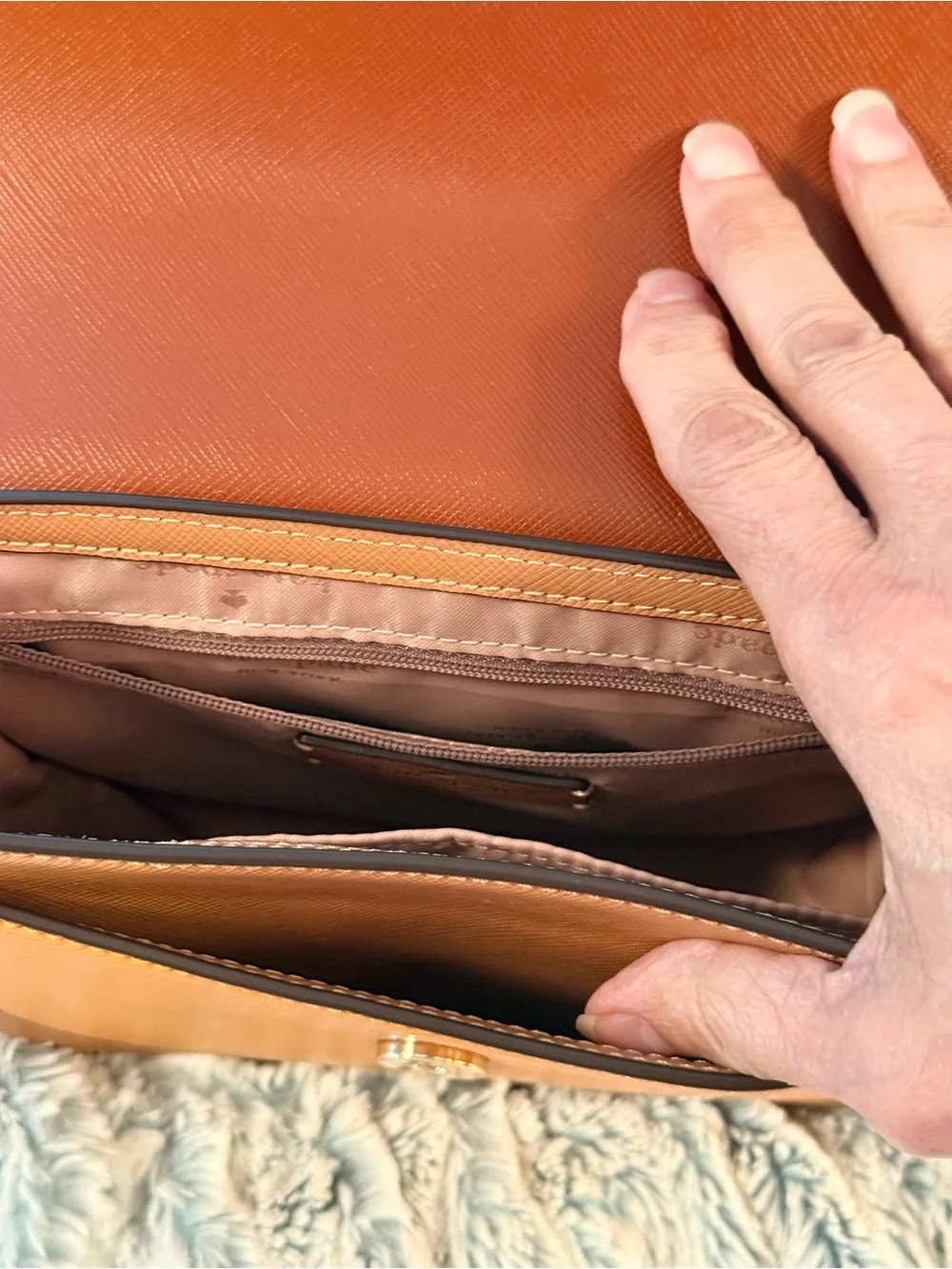 kate spade Two-Tone Orange & Brown Leather Crossbody